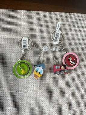 Disney Reversible Character Keychain Lot Mickey Minnie Donald Train Authentic